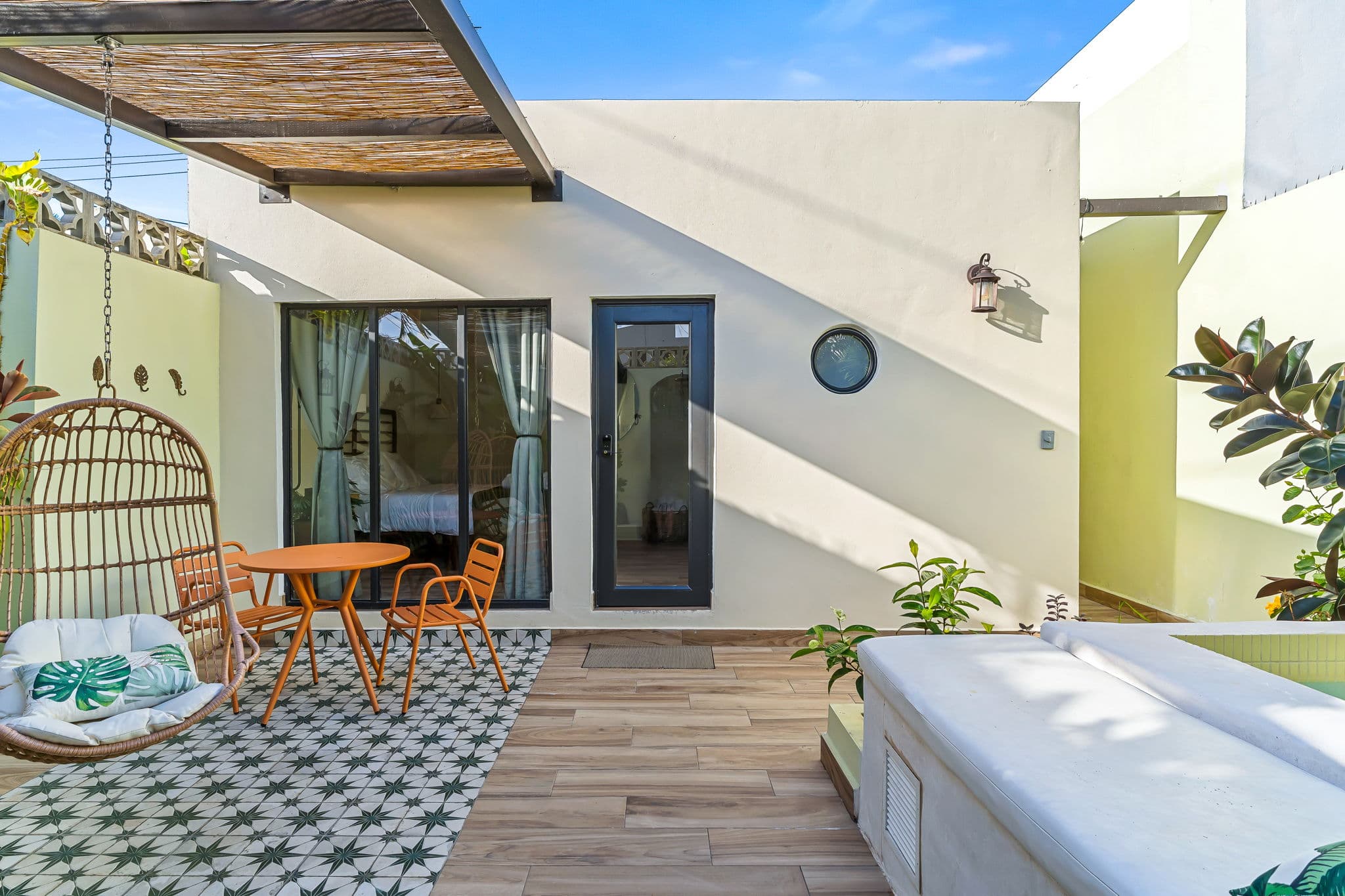 60+ year-old bougainvillea cascading through the patio